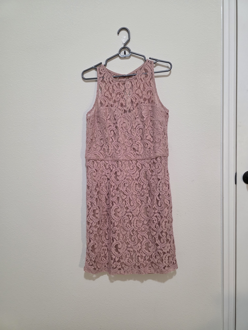 MARINA Dusty Rose Lace Sleeveless Sheath Dress